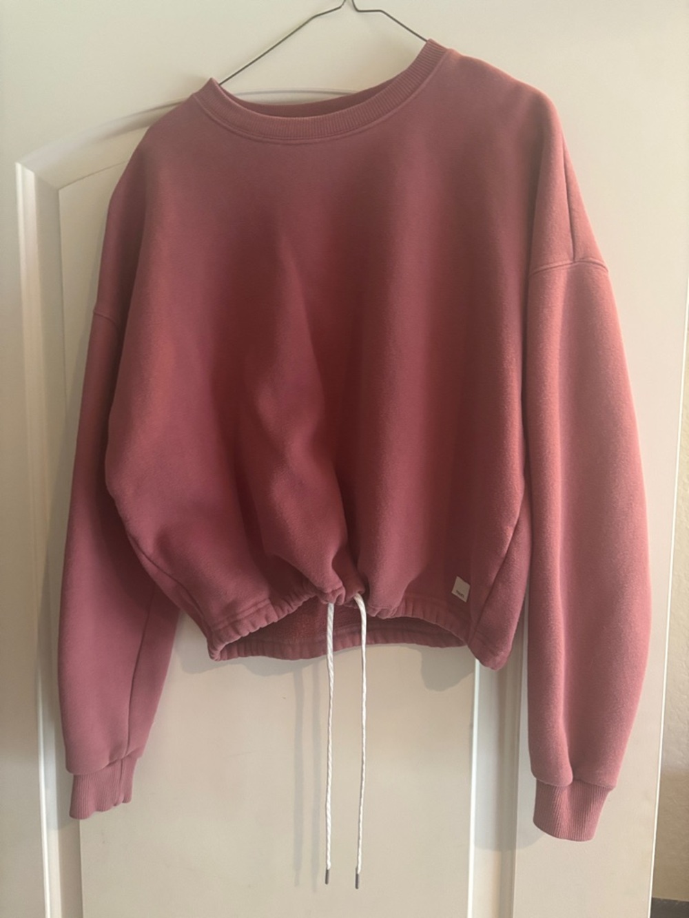 Cropped Dusty Rose Drawstring Sweatshirt